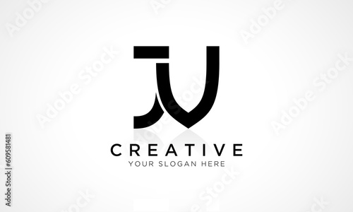 JV Letter Logo Design Vector Template. Alphabet Initial Letter JV Logo Design With Glossy Reflection Business Illustration. photo