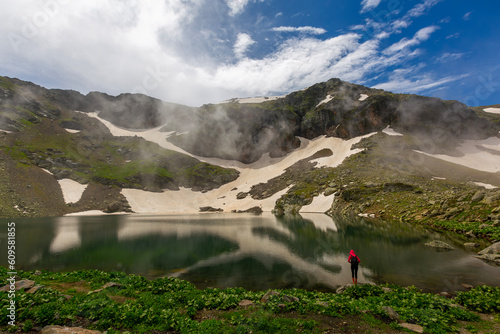 lake water fog snow nature, Karagol lake Giresun, Turkey photo