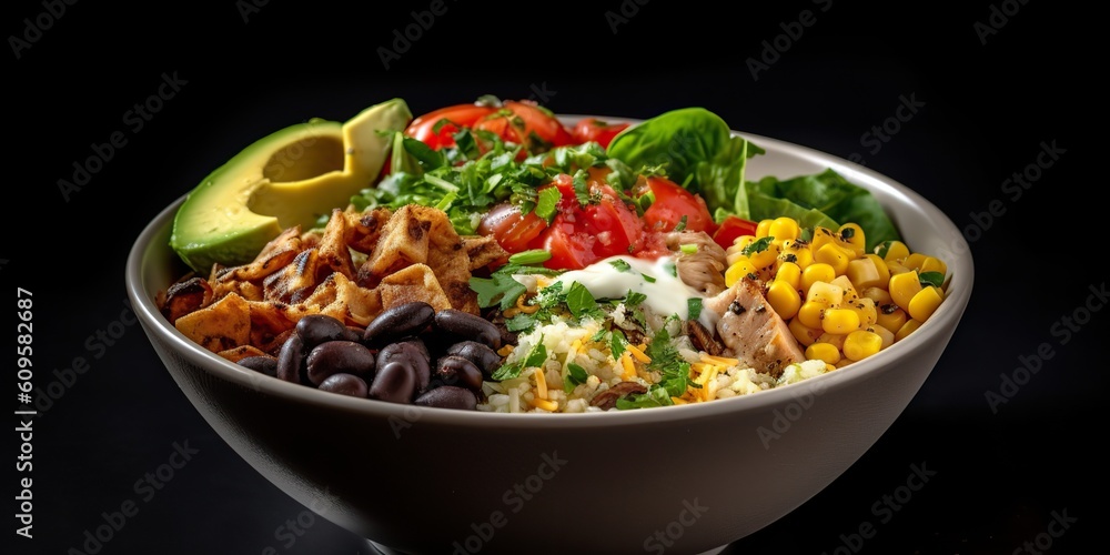 AI Generated. AI Generative. Mexican food restaurant burrito bowl cousine tasty meal. Graphic Art AI Generated. AI Generative. Mexican food restaurant burrito bowl cousine tasty meal. Graphic Art