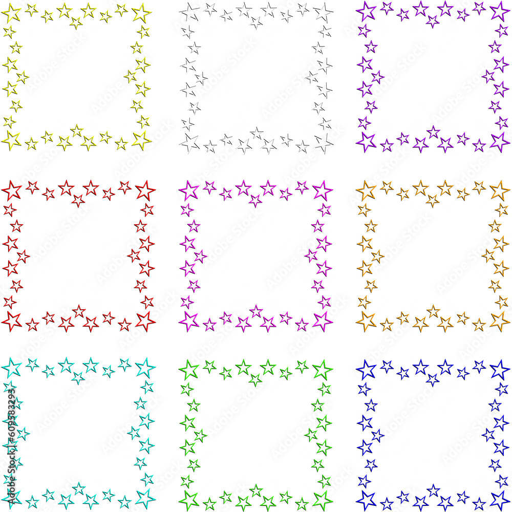 Assorted Colored Square Star Borders 9 Pack
