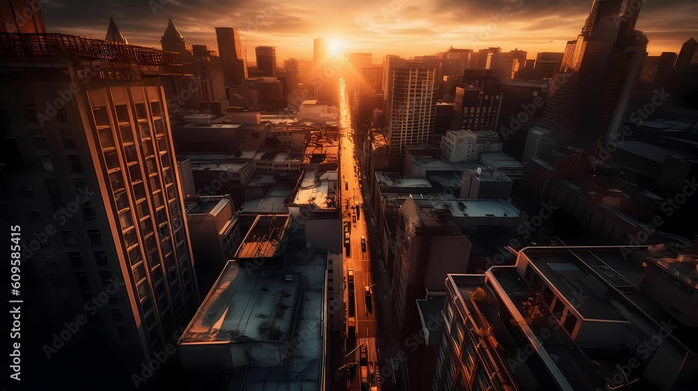 sunset in the city wallpaper