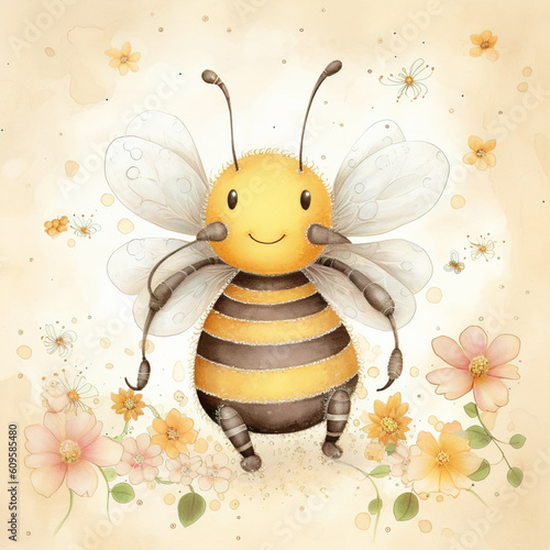 smiling cute little bee illustration