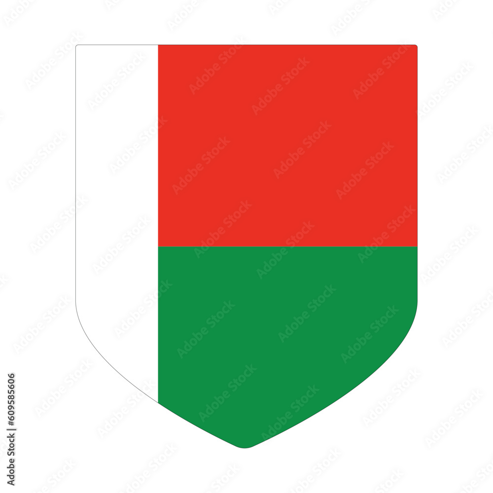 Madagascar flag. Flag of Madagascar in design shape Madagascar flag. Flag of Madagascar in design shape