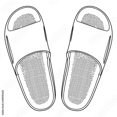 Flip flop sandal shoes for men. Up side, outline vector doodle illustration. Flip flop sandal shoes for men. Up side vector doodle illustration.	
