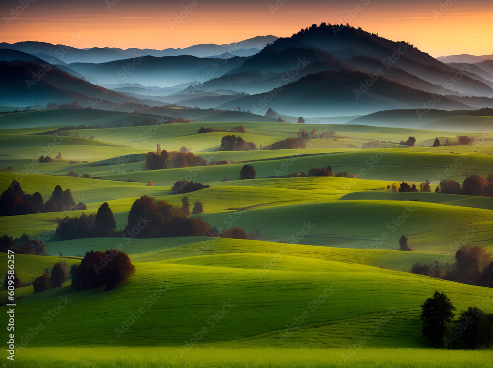 Obraz premium South Moravia landscape. AI generated illustration
