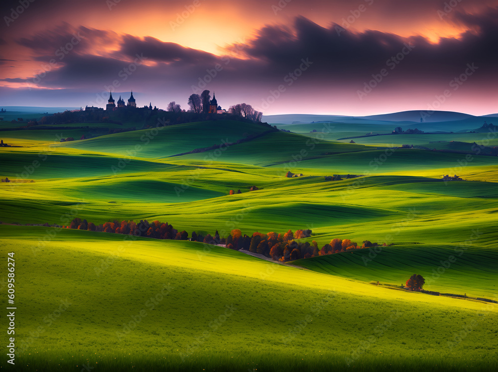 South Moravia landscape. AI generated illustration South Moravia landscape. AI generated illustration