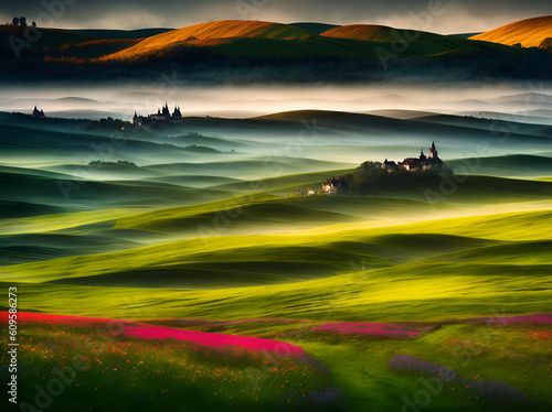 South Moravia landscape. AI generated illustration