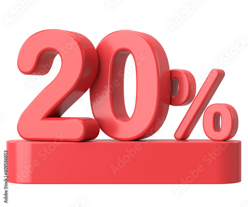 3D twenty percent sale. 20% sale. Sale decoration.