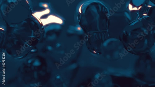 Wallpaper Mural glowing blue transparent crystal bubbles, dark backdrop - loop video Torontodigital.ca