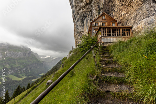 Aescher old house in the mountains of swiss photo