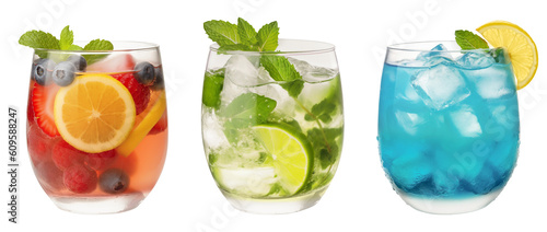 Summer cocktails on a transparent background. Generative AI
