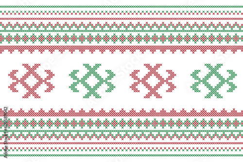 Ethnic balkan seamless pattern. South and East European embroidery motifs. Traditional Bulgarian embroidery. photo