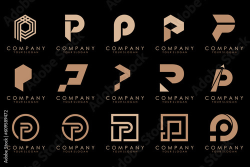 Set of letters P logo design. modern creative monogram icon design inspiration.