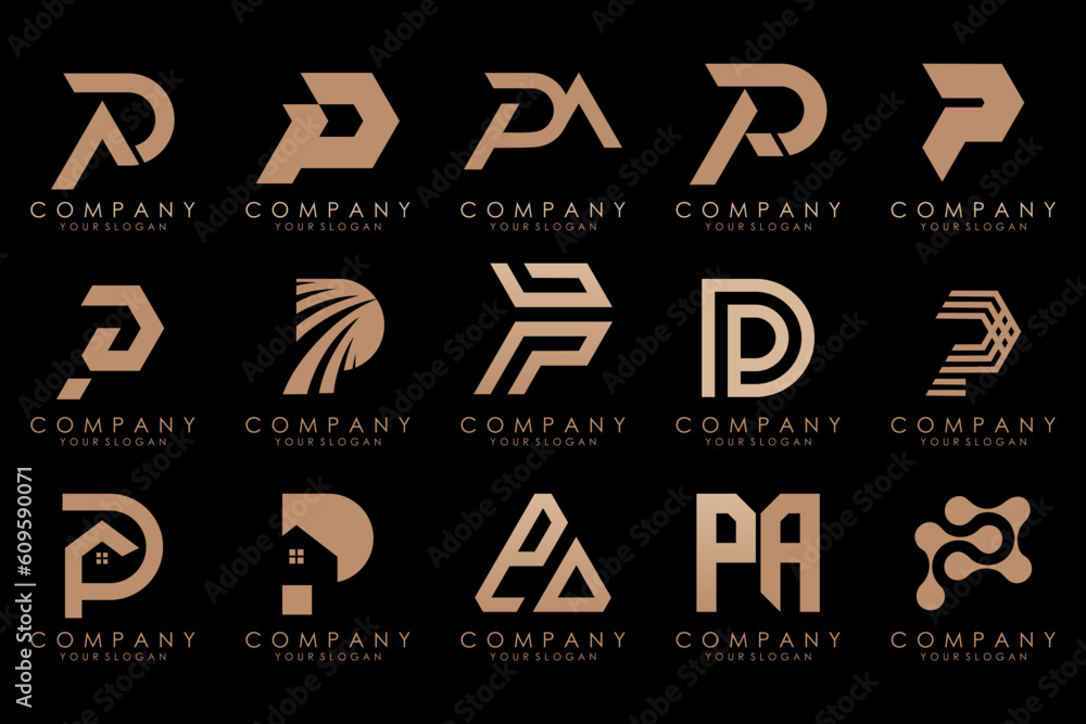 Set of letters P logo design. modern creative monogram icon design inspiration. Set of letters P logo design. modern creative monogram icon design inspiration.