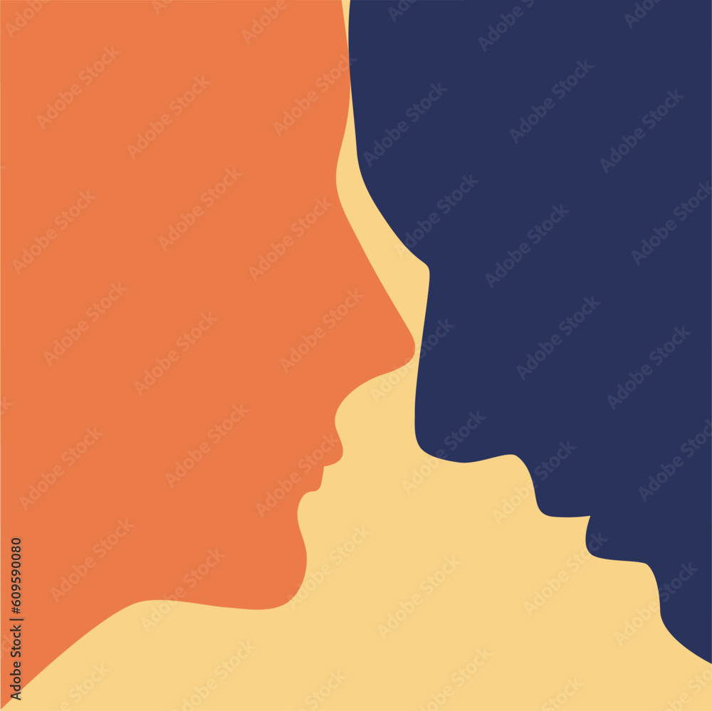 silhouette of a man and a woman in colors
