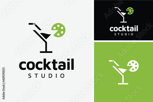 Lime Lemon Citrus Orange Fruit Film Reel with Cocktail Glass Straw for Cinema Movie Production Studio logo design
