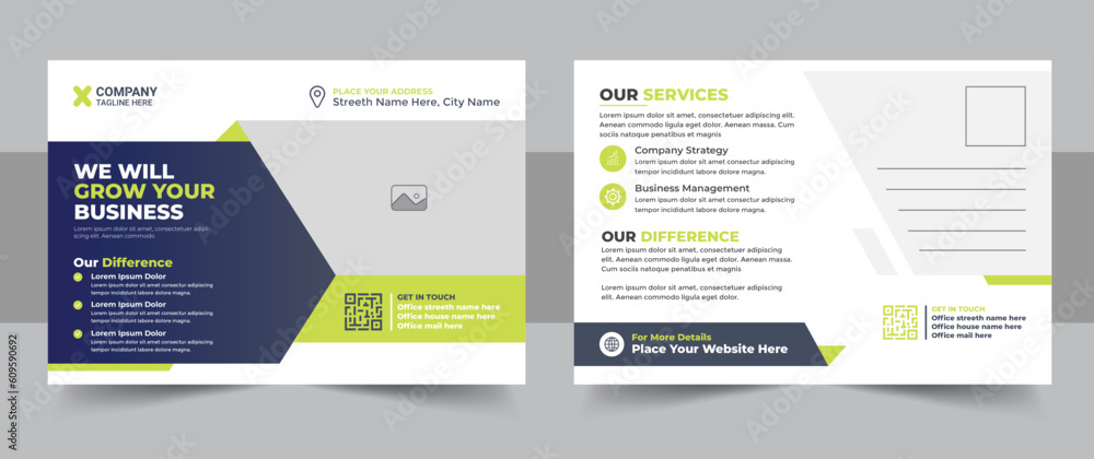 Creative modern corporate business postcard EDDM design template, amazing and modern postcard design, stylish corporate postcard design layout