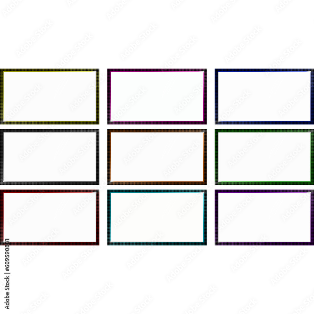 Assorted Colored Grid Pattern Rectangle Video Frames 9 Pack