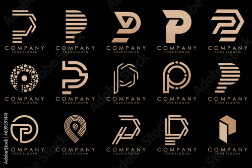 Set of letters P logo design. modern creative monogram icon design inspiration.