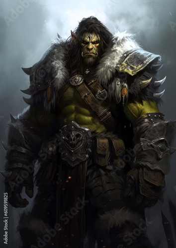 male orc warrior . Generative AI photo