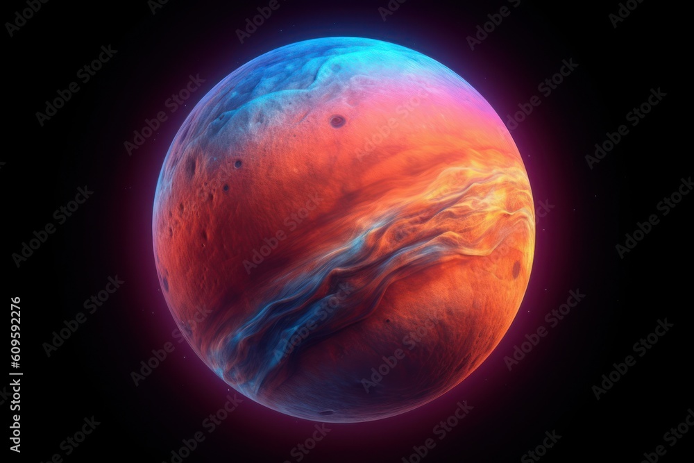 glowing Mars planet isolated on black background - obrazy, fototapety, plakaty 