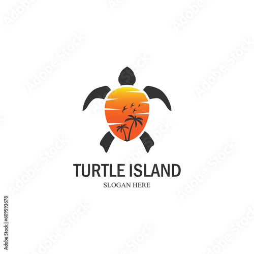 Turtle Island Logo, Turtle Island Vector Design, vector illustration