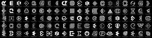 mega collection letters E logo design inspiration. minimalist abstract letter logos with white color