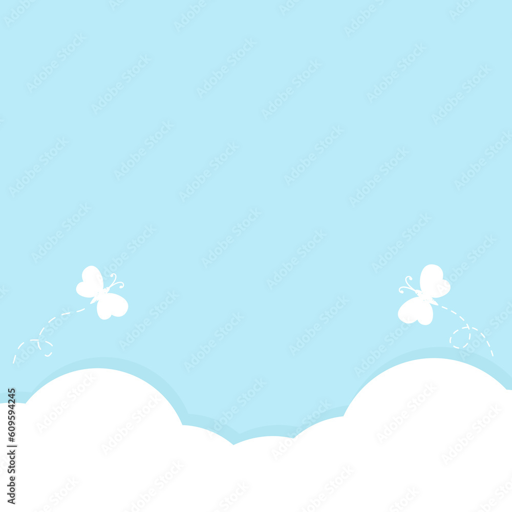Blue sky background with cloud and butterfly cartoons vector. Blue sky background with cloud and butterfly cartoons vector.