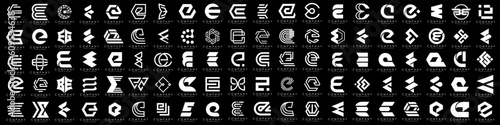 mega collection letters E logo design inspiration. minimalist abstract letter logos with white color