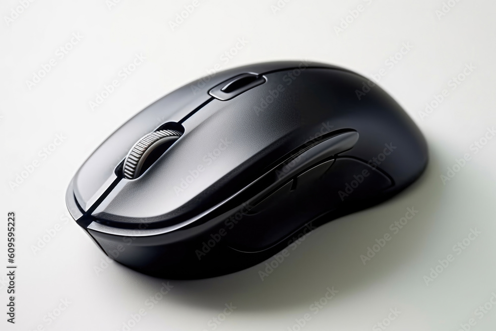 Minimalist Black Mouse on a Pure White Background. Generative AI Minimalist Black Mouse on a Pure White Background. Generative AI