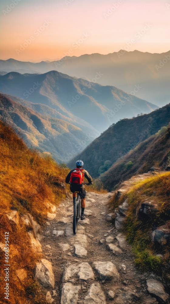 Close Encounter with Nature: Bike Riding Adventure. Generative AI