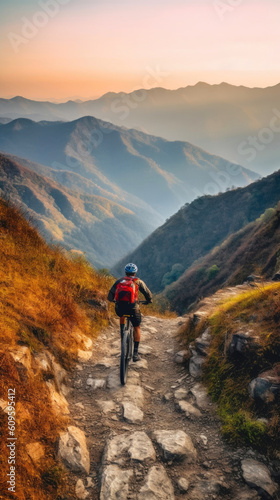 Close Encounter with Nature: Bike Riding Adventure. Generative AI © Andrii 