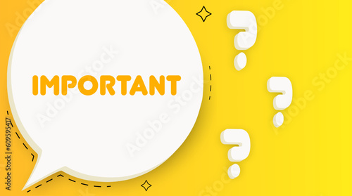 Important banner. Speech bubble with Important text. Business concept. 2d illustration. Spiral background. Vector line icon for business