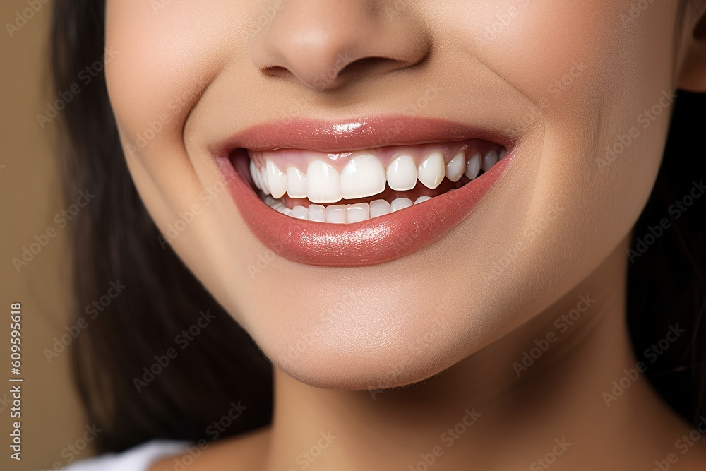 woman teeth before and after whitening. Over white background. Generative AI. woman teeth before and after whitening. Over white background. Generative AI.