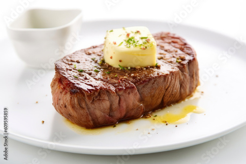 Steak and Butter Heaven on a Plate. Generative AI