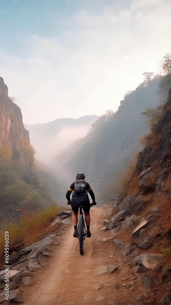 Majestic Landscapes of Asia: Exploring on Two Wheels. Generative AI