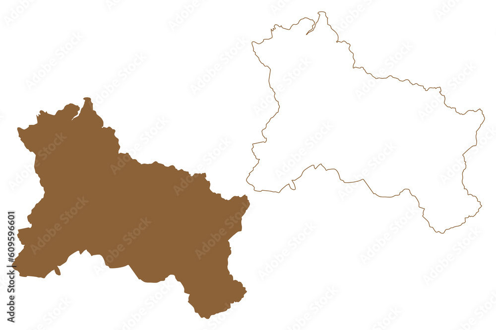 Hallein district (Republic of Austria or Österreich, Salzburg state) map vector illustration, scribble sketch Bezirk Hallein or Tennengau map