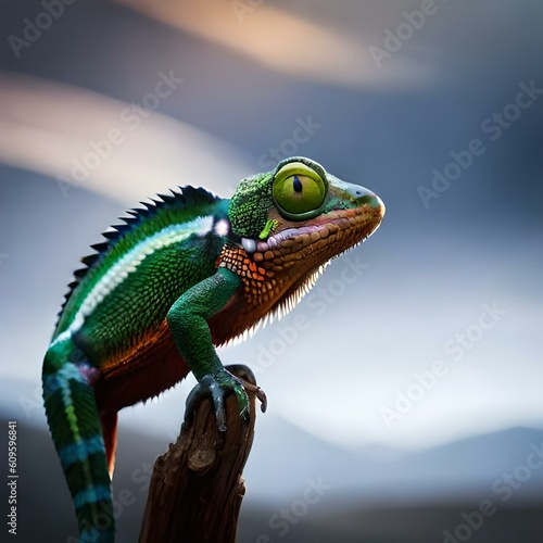 green lizard on a branch © sehar