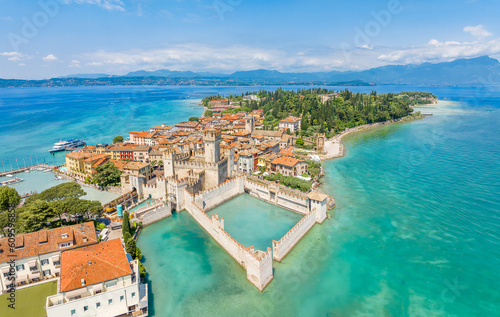 Landscape with Sirmione town, Garda Lake, Italy