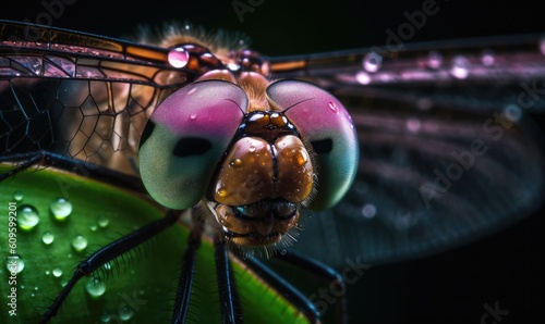 Intricate details of a dragonfly's eyes and body Creating using generative AI tools © uhdenis