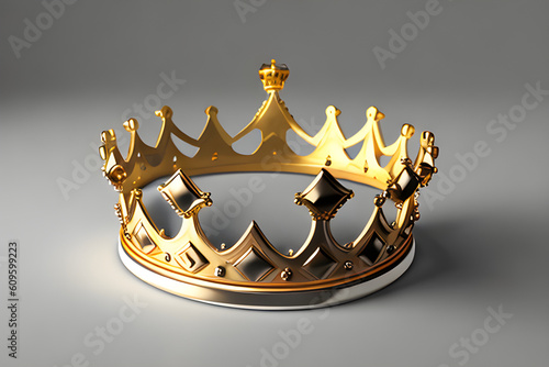 3D image of a beautiful royal crown. (AI-generated fictional illustration)