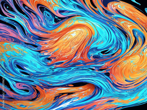 Fluid Waves draving background. AI generated illustration photo