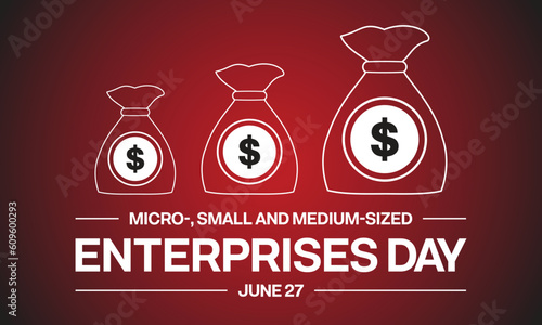 Micro-, Small and Medium-sized Enterprises Day design with three different size money bag with dollar sign. Vector illustration