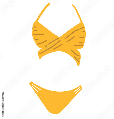 Colorful bikinis in the summer sea, vector editable