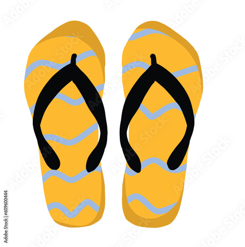 Colorful flip flops in the summer sea, vector editable