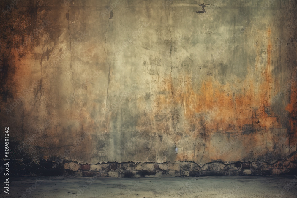 Fototapeta premium Old wall and floor worn in soft and degraded colors and lighting. Old background concept. Generative AI