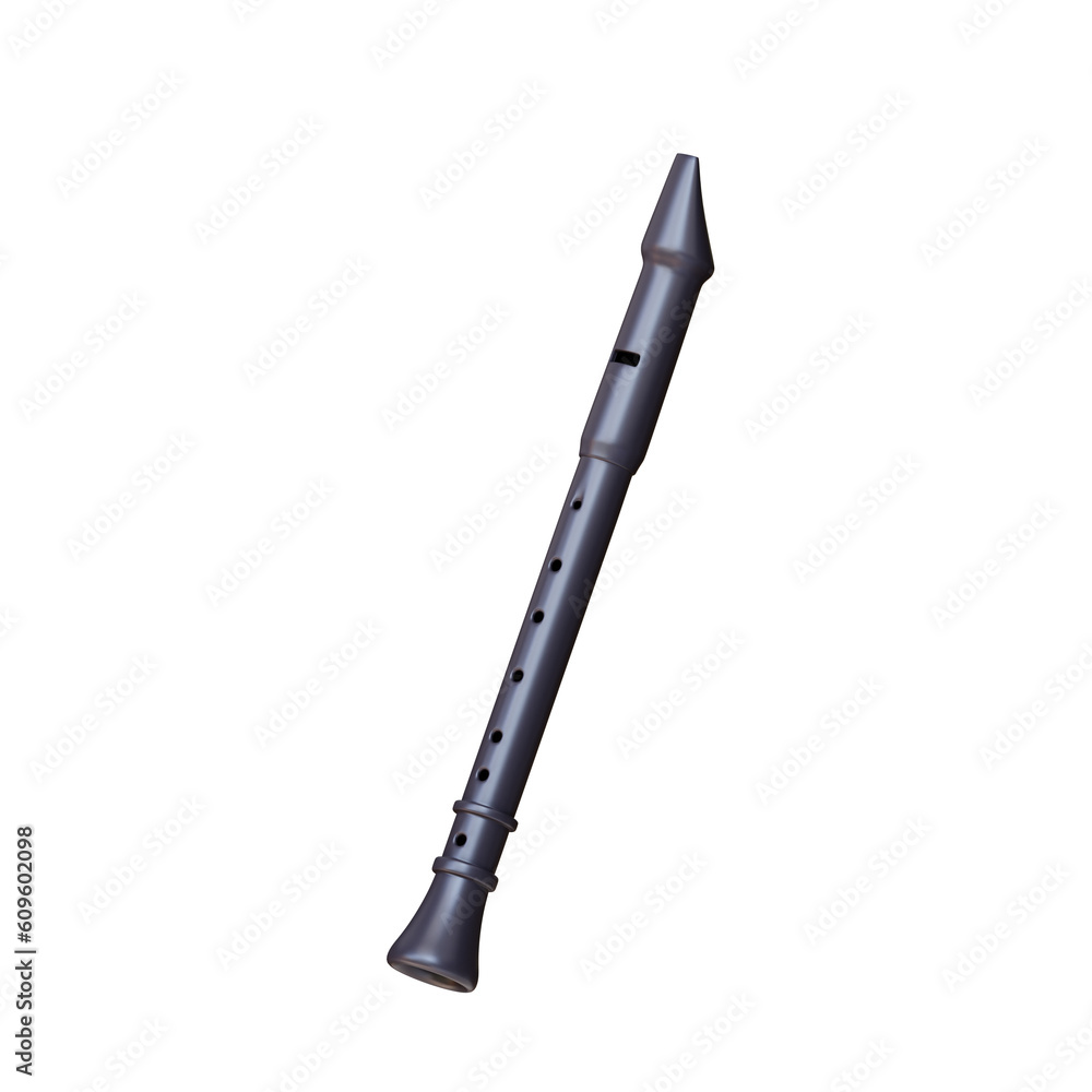 3d flute music instrument with black theme