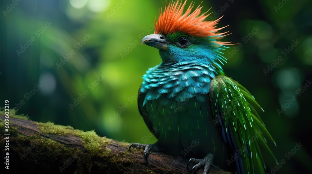 close up portrait of a Resplendent Quetzal bird