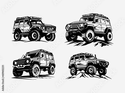 Off road car logo design with a hand drawn touch, perfect for adventure themed brands Generative AI