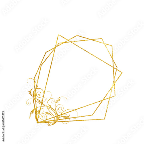 Gold frame isolated on a white background. Holiday cards. Wedding invitations.